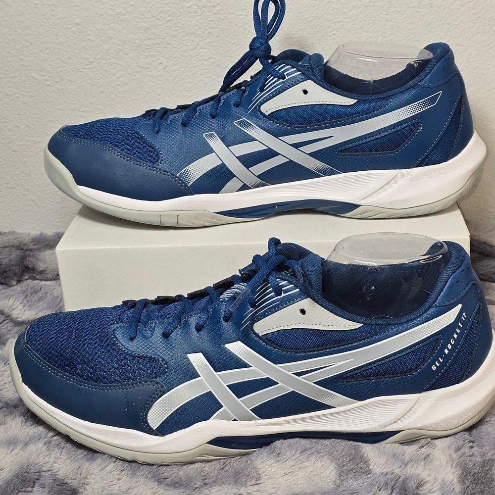 ASICS Gel-Rocket 12 Blue White Indoor Court Shoes Mens Size 15 1071A116